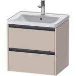 Duravit Ketho 2 wastafelonderbouwkast met 2 laden 58.4x45.5x54.9cm met grepen antraciet taupe supermat SW772141