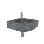 Wiesbaden Hardstenen hamerslag hoekfonteinset 30x30x10cm incl. Amador fonteinkraan geborsteld staal SW794562