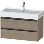 Duravit Ketho 2 wastafelonderbouwkast met 2 laden 98.4x46x54.9cm met grepen antraciet eiken terra mat SW772385