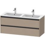 Duravit Ketho 2 wastafelonderbouwkast met 2 laden voor dubbele wastafel 128x48x55cm met grepen antraciet Linnen mat SW773064