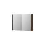 INK SPK2 Spiegelkast - 100x14x74cm - 2 deuren - dubbelzijdige Spiegel - schakelaar en stopcontact - eiken Massief eiken Charcoal SW439989