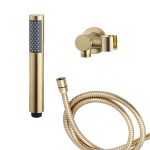 Wiesbaden Caral handdoucheset inbouw 1 stand staafhanddouche met wandarm en conische doucheslang geborsteld messing SW444745