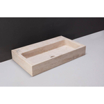 Forzalaqua Taranto wastafel 50x30x8cm Rechthoek 1 kraangat Natuursteen Travertin gezoet SW67857