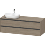 Duravit Ketho 2 wastafelonderbouwkast incl. consoleplaat met 4 laden voor waskom links 160x55x56.8cm met handgrepen antraciet eiken terra mat SW773025