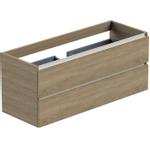 Thebalux onderkast type1 120cm 2x lade greeploos 2x alu greeplijst 1x uitsparing tbv wastafel Quadro Cube en Soft incl witte sifonset SW716901