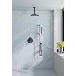 Fortifura Calvi Inbouw Regendoucheset - rond - thermostatisch - plafondarm - glijstang - 25cm hoofddouche - staaf handdouche - gladde doucheslang - mat zwart SW1189361