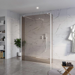 Fortifura Galeria Vrijstaande Inloopdouche - 140x200cm - Rookglas - antikalk - 8mm veiligheidsglas - 2 zijwanden 40cm - wandsteunen en hoekprofielen - Wit mat SW993200