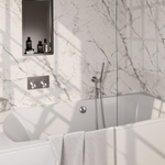 BRAUER Brushed Edition thermostatische inbouw badkraan - drukknoppen SET 03 - badvulcombinatie - staaf handdouche - doucheslang - wandaansluitbocht - RVS geborsteld PVD SW925472