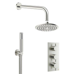 Crosswater MPRO Regendoucheset Inbouw - hoofddouche 20cm - 2 functies - 3 knoppen - wandarm 33cm - staafhanddouche 1 stand - rvs geborsteld SW487215