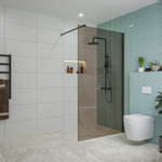 Fortifura Galeria inloopdouche - 120x200cm - rookglas - wandarm - mat zwart SW915419