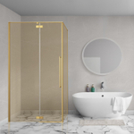 Aqua Vista Oria Cuadra zijwand - 90x200cm - incl. montageset - champagne glas - Geborsteld goud SW1244425