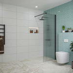 Fortifura Galeria inloopdouche - 70x200cm - ribbelglas - wandarm - mat zwart SW876963