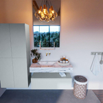 MONDIAZ ALAN - DLUX Badkamermeubelset - 100cm - onderkast - Clay - 1 lade - vrijhangende wastafel - wasbak links - 0 kraangaten - Glace SW806316