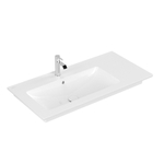 Villeroy & Boch Venticello Meubelwastafel - wasbak links - 1 kraangat - 100x50cm - geschikt voor 3 kraangaten - overloop - ceramic+ - wit 1025127