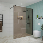 Fortifura Galeria inloopdouche - 160x200cm - rookglas - wandarm - mat zwart SW876882