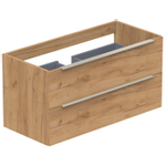 Thebalux Type onderbouwkast 100x45x50cm opbouwgreep RVS 2 softclose lades standaard greep MDF/spaanderplaat sequoia SW768548