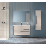 Adema Prime Essential Badkamermeubelset - 100x55x46cm - 1 ovale wasbak wit - 1 kraangat - 2 lades - rechthoekige spiegel - mat cotton (beige) SW925103