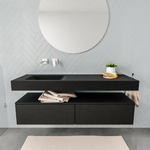 MONDIAZ ALAN 150cm - onderkast - 2 lades - vrijhangende wastafel - wasbak links - 0 kraangaten - urban SW408679