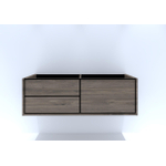 HR Badmeubelen Rize wastafelkast - 2 laden links (70cm)/1 hoge lade rechts (70cm) - greeploos push2open - 140 x 45 x 45 cm - espresso SW708092