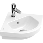 Villeroy en Boch Subway 2.0 hoekfontein 32x32cm 1 kraangat met overloop ceramic+ wit 1024194