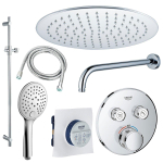 GROHE Grohtherm Regendoucheset opbouw - hoofddouche 25 cm - handdouche rond - wandarm - glijstang 90 cm - chroom SW804540