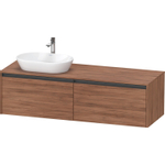 Duravit Ketho 2 wastafelonderbouwkast incl. consoleplaat met 2 laden voor waskom links 160x55x45.9cm met handgrepen antraciet noten mat SW773095