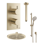 Crosswater MPRO Inbouwdoucheset - 30cm hoofddouche - plafondarm - glijstangset - ronde handdouche - geborsteld messing SW369971