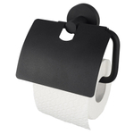 Haceka Kosmos Toiletrolhouder - met klep - mat zwart SW654023