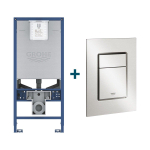 GROHE Rapid SLX Inbouwreservoir - frame netspanning - douchewc aansluiting - GROHE Skate cosmopolitan bedieningsplaat - Supersteel SW405746