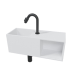 Wiesbaden Julia fonteinset solid surface met nis 54x20x20cm mat wit incl. victoria luxe fonteinkraan zwart mat SW793746