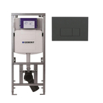 Geberit Inbouwreservoir - UP320 - QeramiQ push bedieningsplaat - dualflush - rechthoekige knoppen - kunststof antraciet mat SW1164252