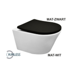 Wiesbaden Vesta wandcloset rimless mat wit met Shade slim toiletzitting softclose en quick release mat zwart SW373866