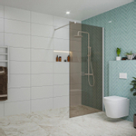 Fortifura Galeria inloopdouche - 100x200cm - rookglas - wandarm - mat wit SW876891