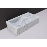 Forzalaqua Venetia fonteinbak 40x22x10cm wasbak links 1 kraangat rechts Natuursteen Carrara gepolijst SW230671