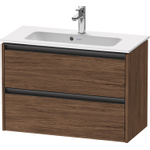 Duravit Ketho 2 wastafelonderbouwkast met 2 laden 81x39x54.9cm met grepen antraciet donker noten mat SW772230