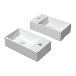 INK Contra Fontein - 40x22x10cm - wasbak links - 1 kraangat - polystone wit glans SB3403040