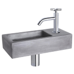 Differnz Ravo fonteinset - 38.5x18.5x9cm - Rechthoek - 1 kraangat - Gebogen chromen kraan - beton donkergrijs SW705449