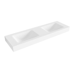Mondiaz CLOUD Vrijhangende wastafel - 150cm - 2 wasbakken - rand 12cm - solid surface Talc SW424230