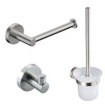 Fortifura Calvi Toiletset - toiletborstelhouder - open - handdoekhaak - toiletrolhouder - zonder klep - geborsteld RVS SW809448