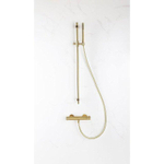 Fortifura Calvi douchekraan met glijstangset met staafhanddouche, metalen doucheslang Geborsteld Messing PVD (Goud) (goud) SW811926