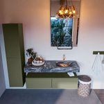 MONDIAZ ALAN - DLUX Badkamermeubelset - 130cm - onderkast - Army - 2 lades - vrijhangende wastafel - wasbak rechts - 1 kraangat - Lava SW808460