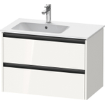 Duravit Ketho 2 wastafelonderbouwkast met 2 laden voor waskom links 81x48x54.9cm met grepen antraciet hoogglans wit SW772934