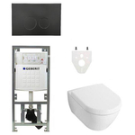 Villeroy Boch Subway 2.0 DirectFlush Toiletset - geberit reservoir - bedieningsplaat ronde knoppen - softclose - mat zwart SW791660