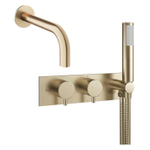 Crosswater MPRO inbouw thermostatisch badkraan horizontaal 2 functies met handdouche set met uitloop geborsteld messing (goud) SW641789