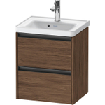Duravit Ketho 2 wastafelonderbouwkast met 2 laden 48.4x37.5x54.9cm met grepen antraciet donker noten mat SW772229