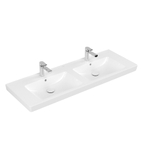 Villeroy en Boch Subway 2.0 meubelwastafel dubbel 130x47cm met 2 kraangaten met overloop 1024040