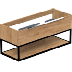 Thebalux Type Onderbouwkast - 120x45x50cm - 2 uitsparingen - opbouwgreep chroom - softclose lade - MDF/spaanderplaat/metaal mat antraciet SW768368