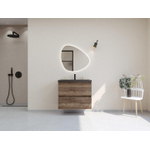 HR badmeubelen Infinity XXL 3D Badkamermeubelset - 80 cm - 1 keramische wasbak djazz mat zwart - 1 kraangat - 2 lades - charleston SW863466