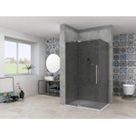 Van Rijn Products ST08 Nis Draaideur 2 delig 950-1050 x 2000mm 8 mm Grijs rookglas incl. Glasbehandeling, RVS muurprofiel, Greep en Stabilisatiestang SW956365