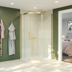 Crosswater Optix Douchecabine - 120x90cm - kwartrond - deur links - messing geborsteld SW916822